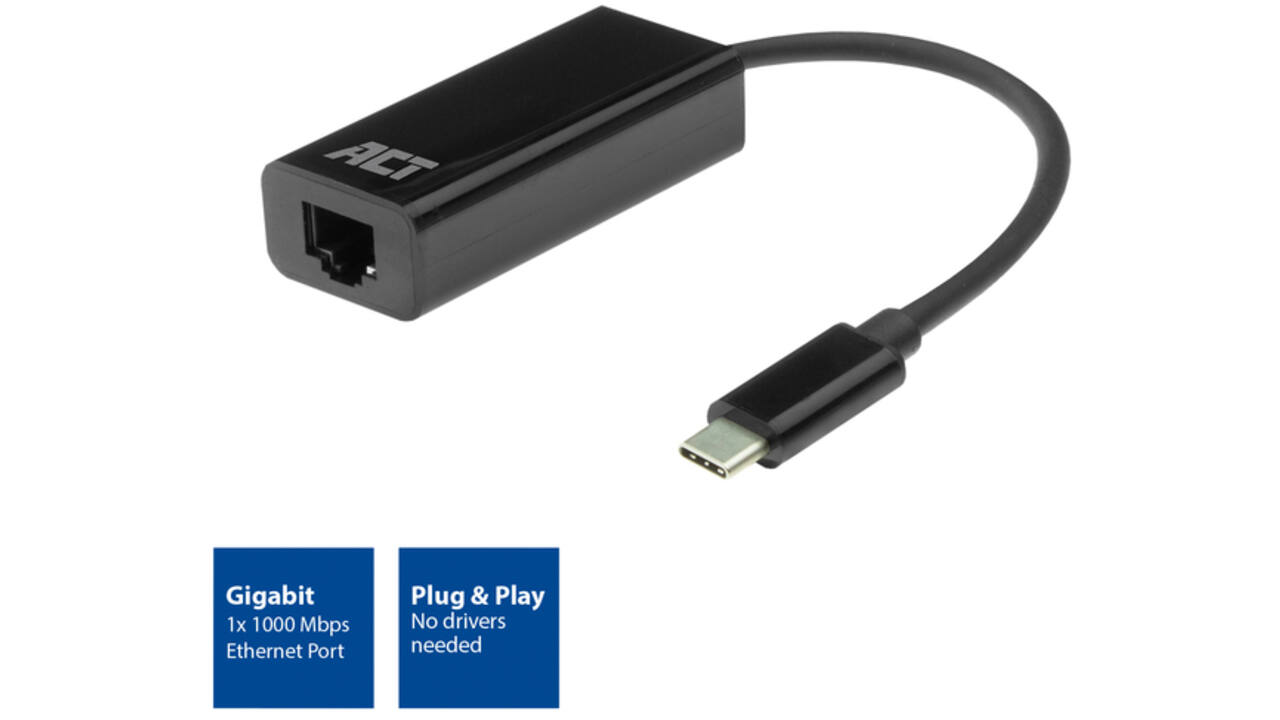 Adapter ACT USB-C naar Gigabit Ethernet