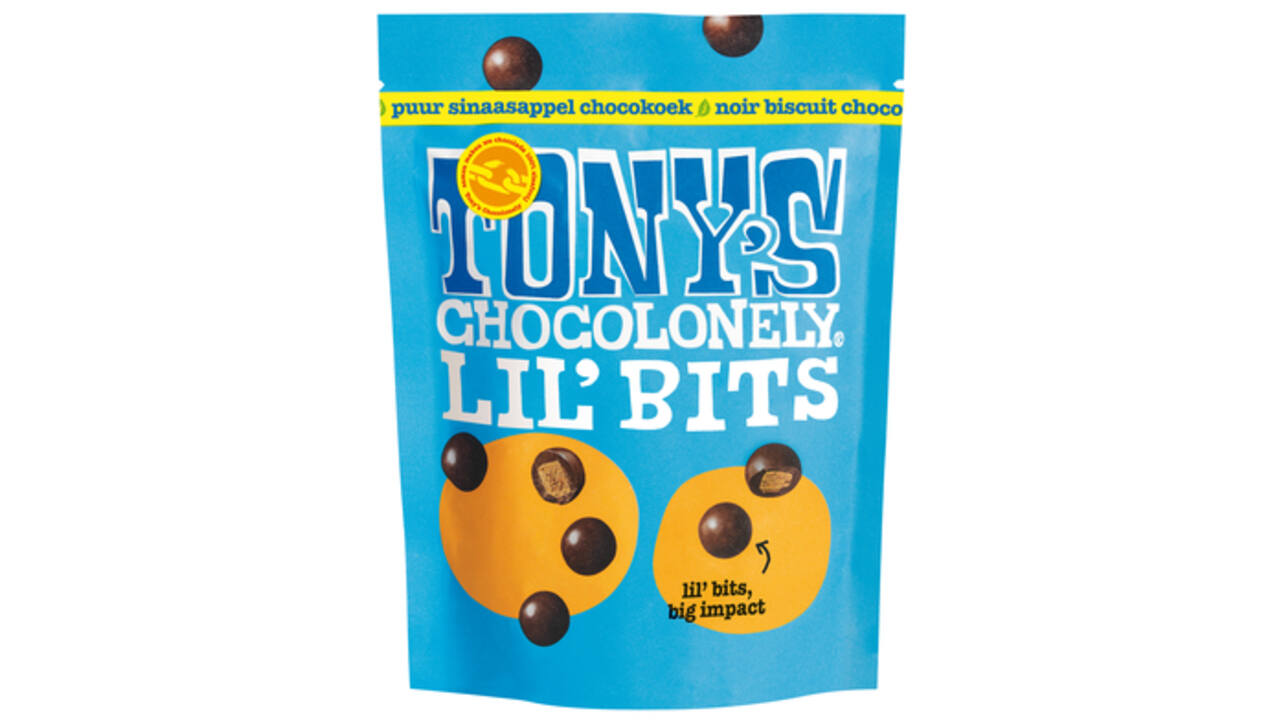 Chocolade Tony's Chocolonely Lil'Bits puur chocokoek sinaasappel 120 gram