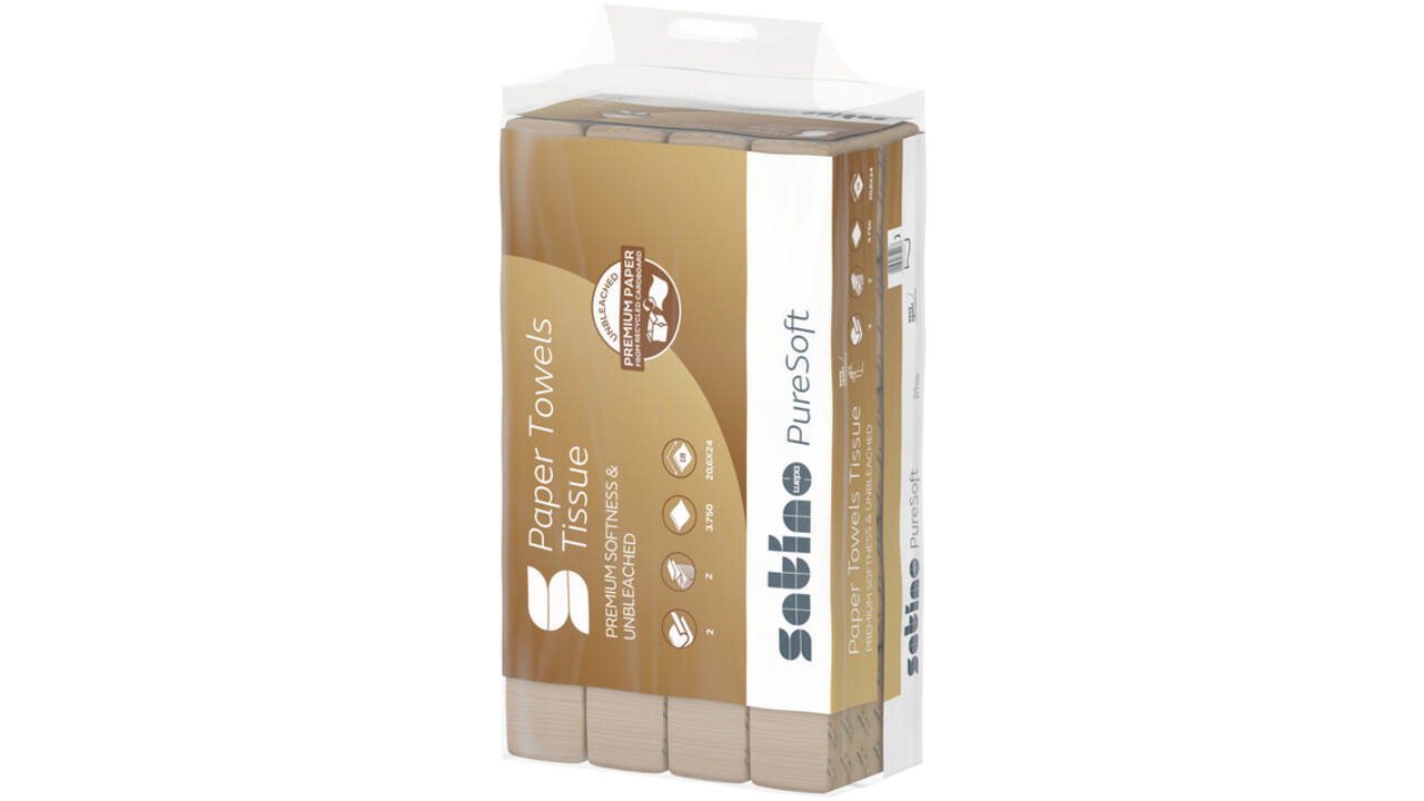 Handdoek Satino PureSoft PT2 Z-vouw 2-laags 206x240mm 25x150vel naturel 277530