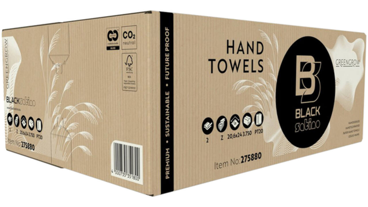 Handdoek BlackSatino GreenGrow PT20 Z-vouw 2-laags 206x240mm 25x150vel naturel 275880