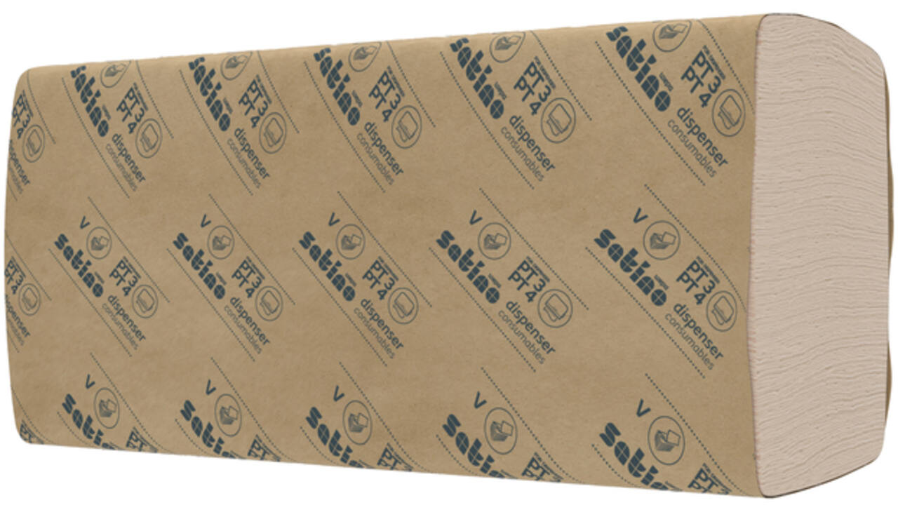 Handdoek Satino PureSoft PT3 V-vouw 2-laags 240x230mm 20x200vel naturel 277540