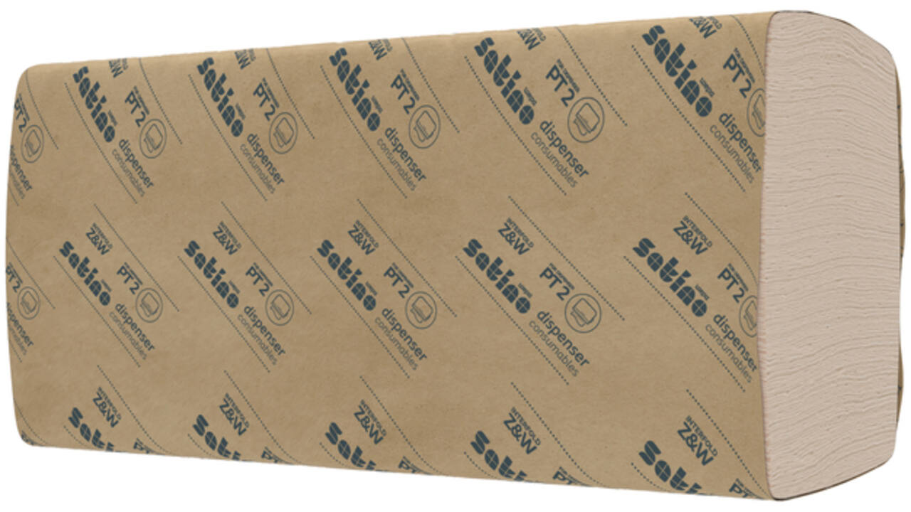 Handdoek Satino PureSoft PT2 W-vouw 2-laags 206x320mm 25x120vel naturel 277520