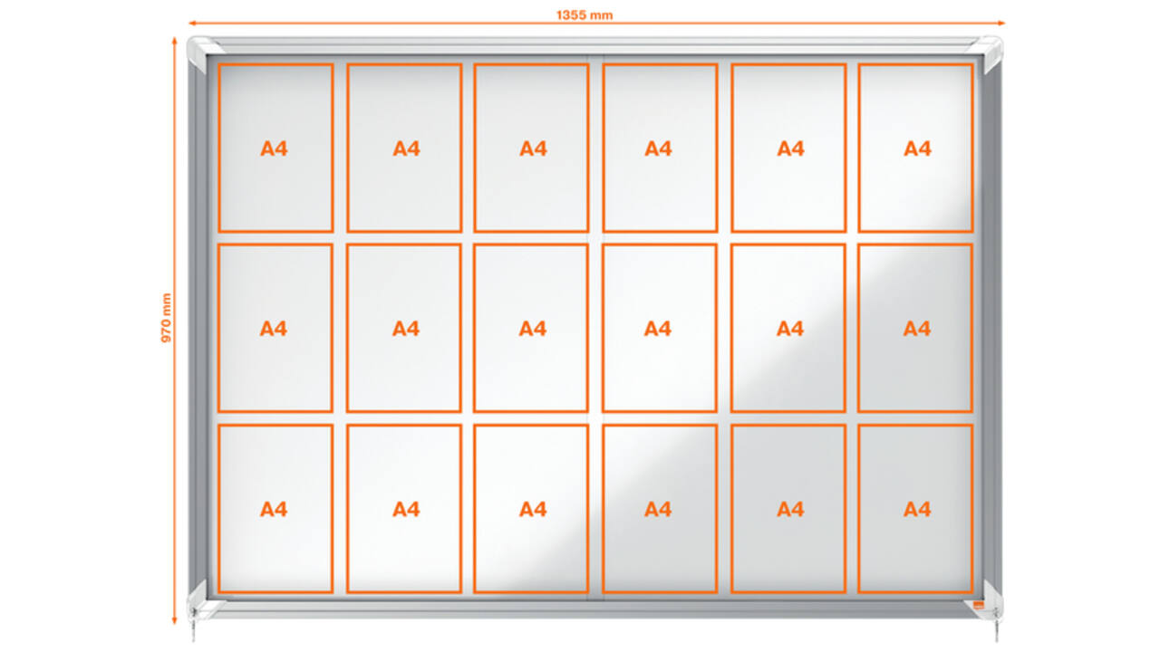 Binnenvitrine Nobo Premium Plus 18x A4 schuifdeur magnetisch
