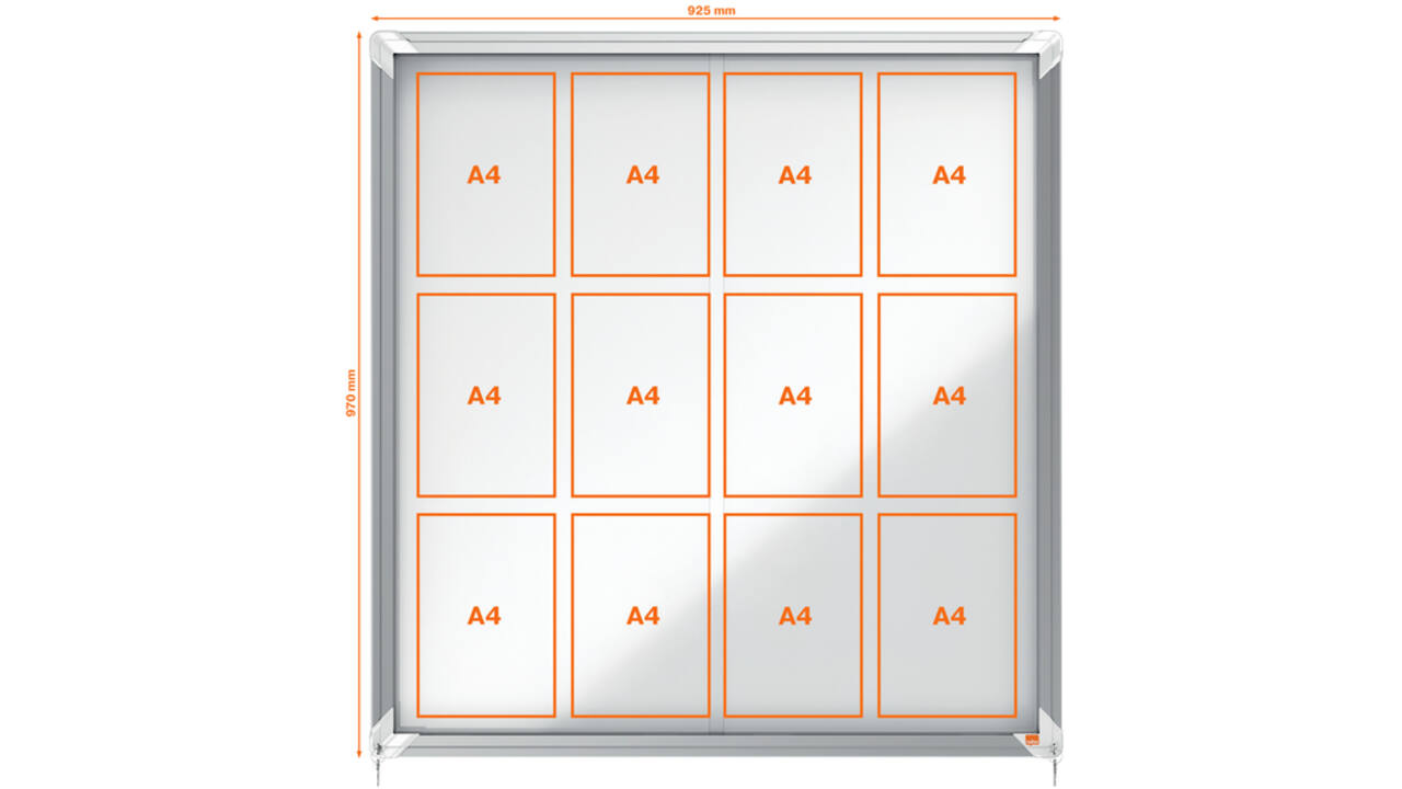 Binnenvitrine Nobo Premium Plus 12x A4 schuifdeur magnetisch