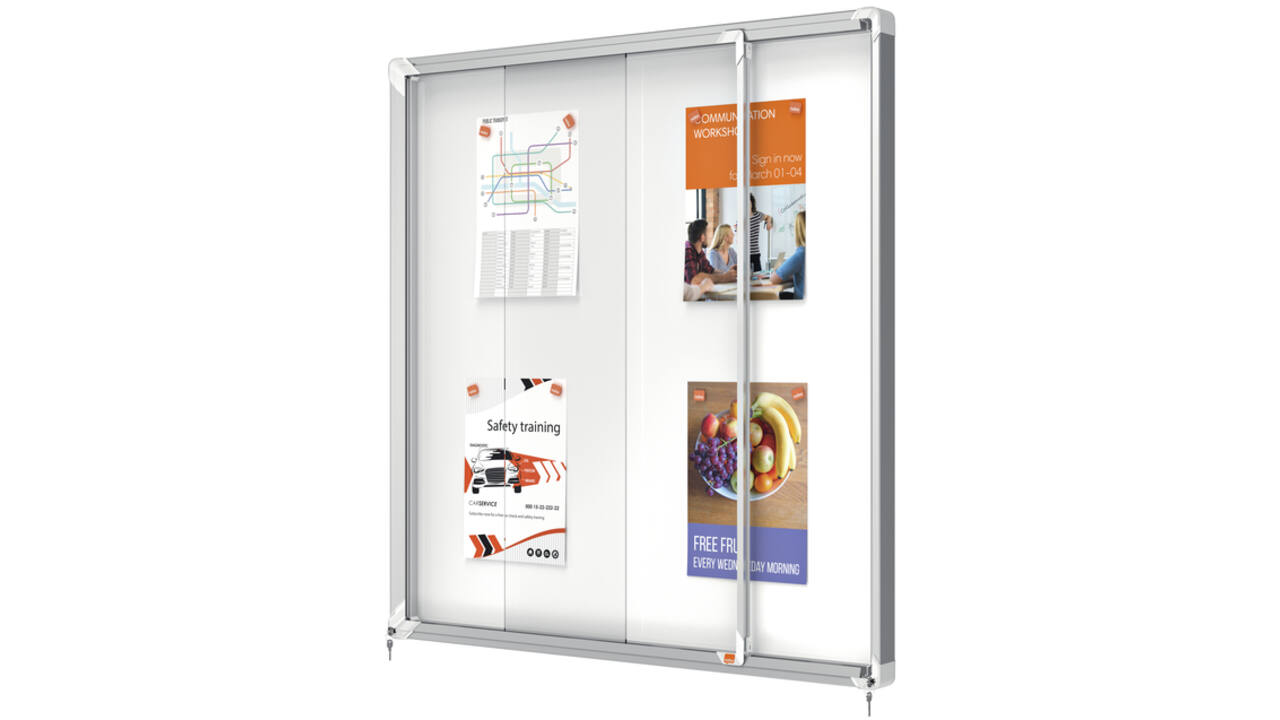 Binnenvitrine Nobo Premium Plus 12x A4 schuifdeur magnetisch