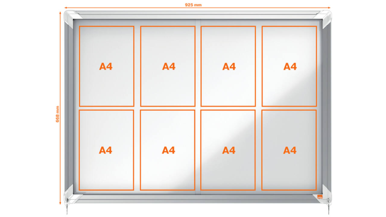 Binnenvitrine Nobo Premium Plus 8x A4 schuifdeur magnetisch