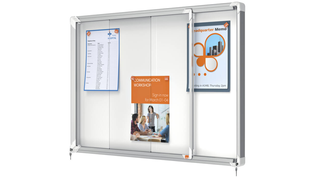 Binnenvitrine Nobo Premium Plus 8x A4 schuifdeur magnetisch