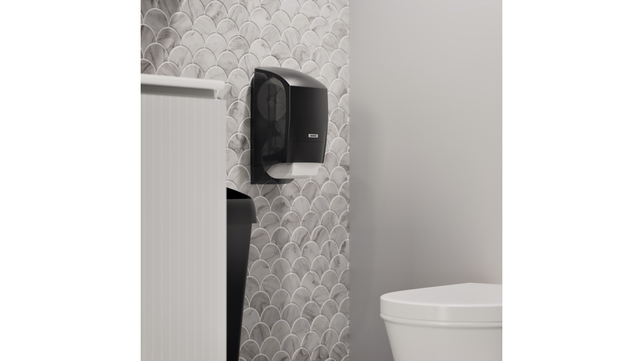 Toiletpapierdispenser Katrin systeemrol zwart 77519