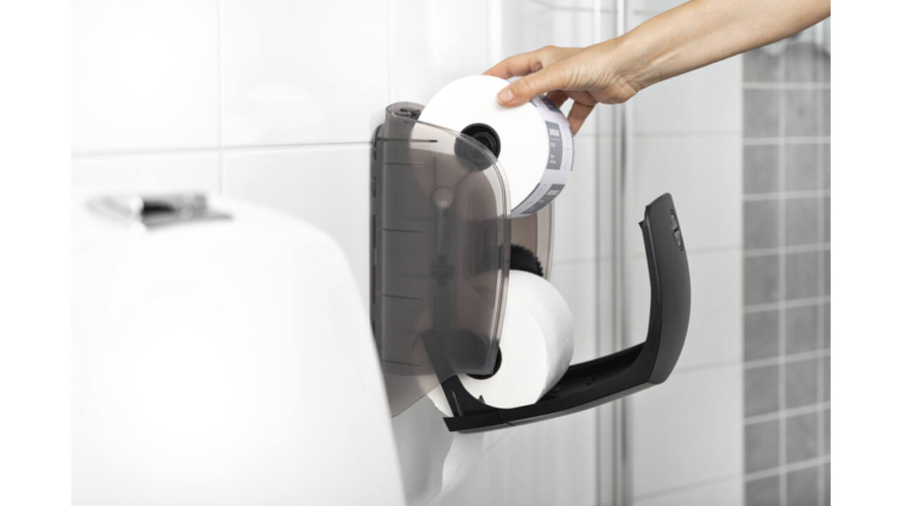 Toiletpapierdispenser Katrin systeemrol zwart 77519