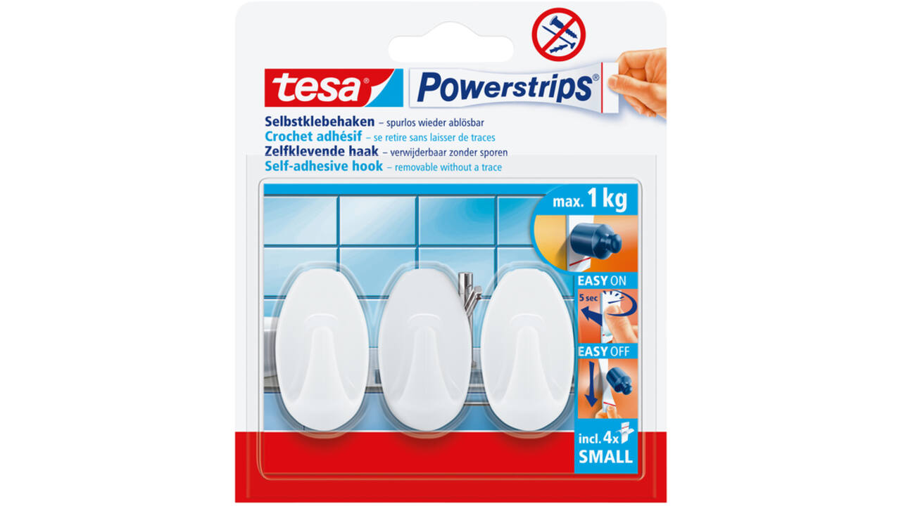 Haken tesa Powerstrips® SMALL Ovaal zelfklevend verwijderbaar wit