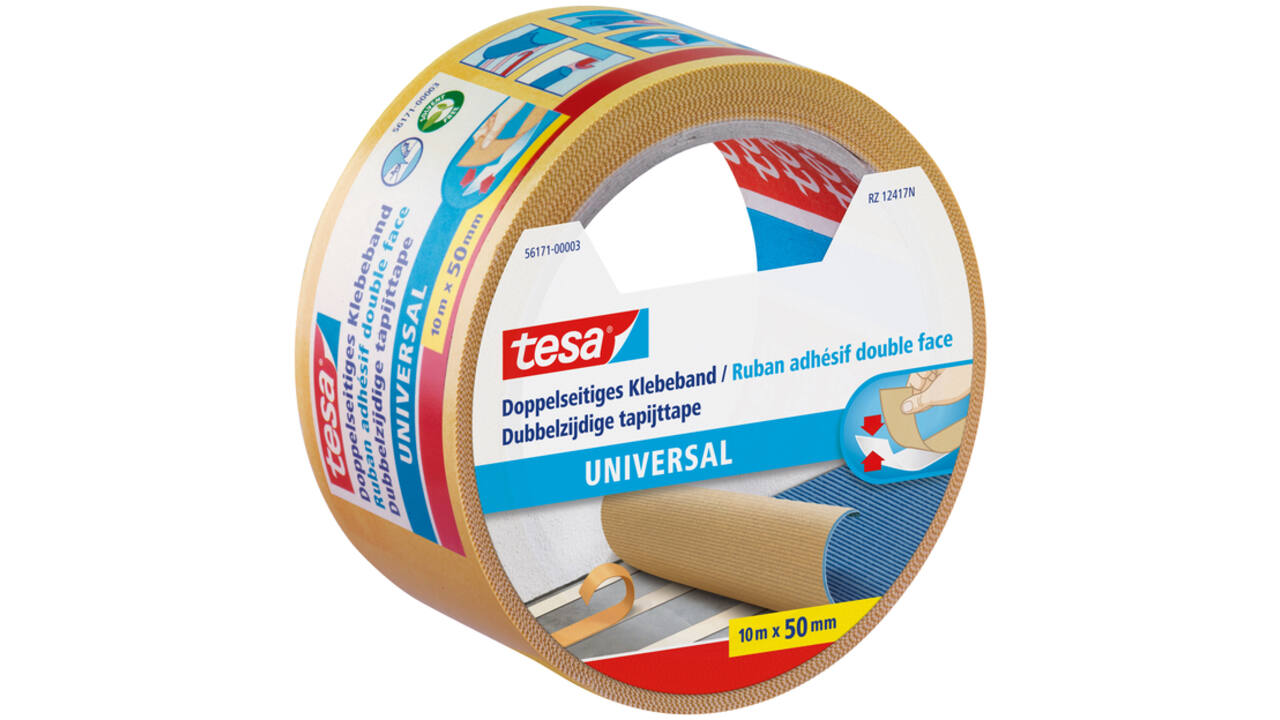 Tapijttape tesa® universal 10mx50mm dubbelzijdig wit
