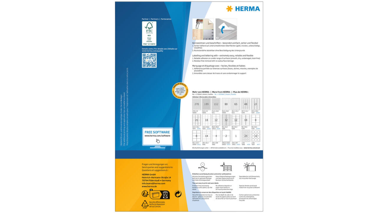 Etiket HERMA 4477 rond 60mm verwijderbaar wit 1200 etiketten