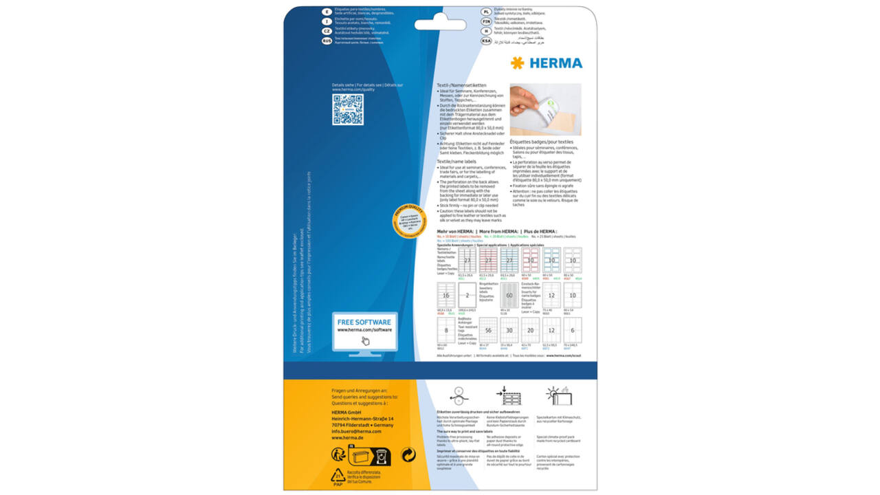 Naambadge etiket HERMA 4412 80x50mm verwijderbaar wit 250 etiketten