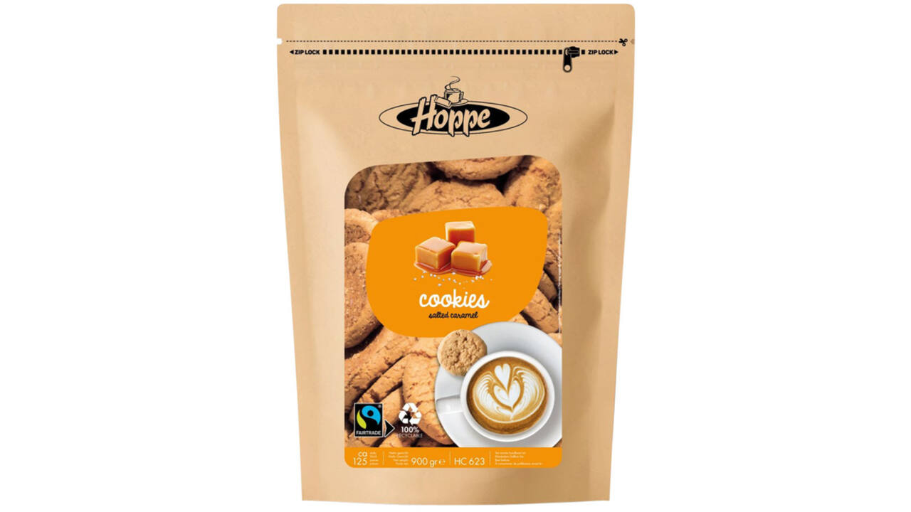 Koekjes Hoppe Cookies fairtrade caramel zeezout circa 125stuks
