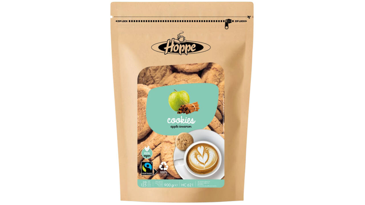 Koekjes Hoppe Cookies fairtrade appel kaneel circa 125stuks