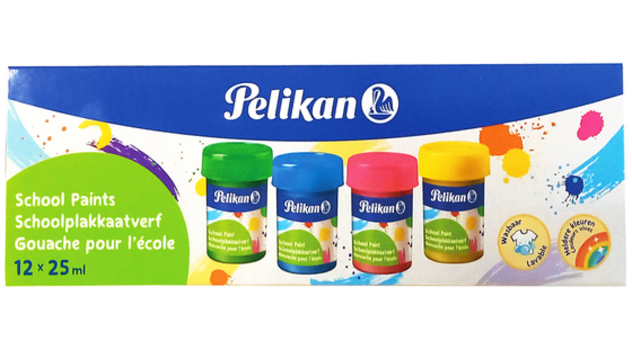 Plakkaatverf Pelikan 20ml assorti doos à 12 potjes
