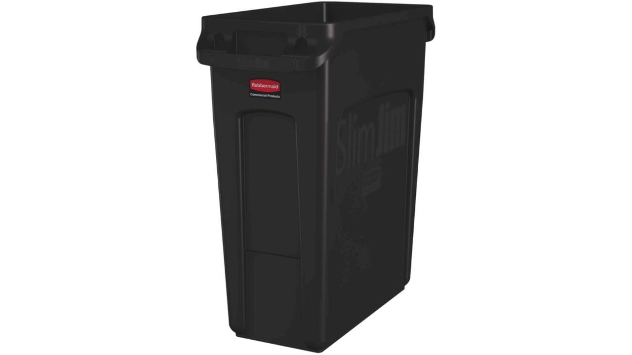 Afvalbak Rubbermaid Slim Jim Vented met luchtsleuven 60liter bruin