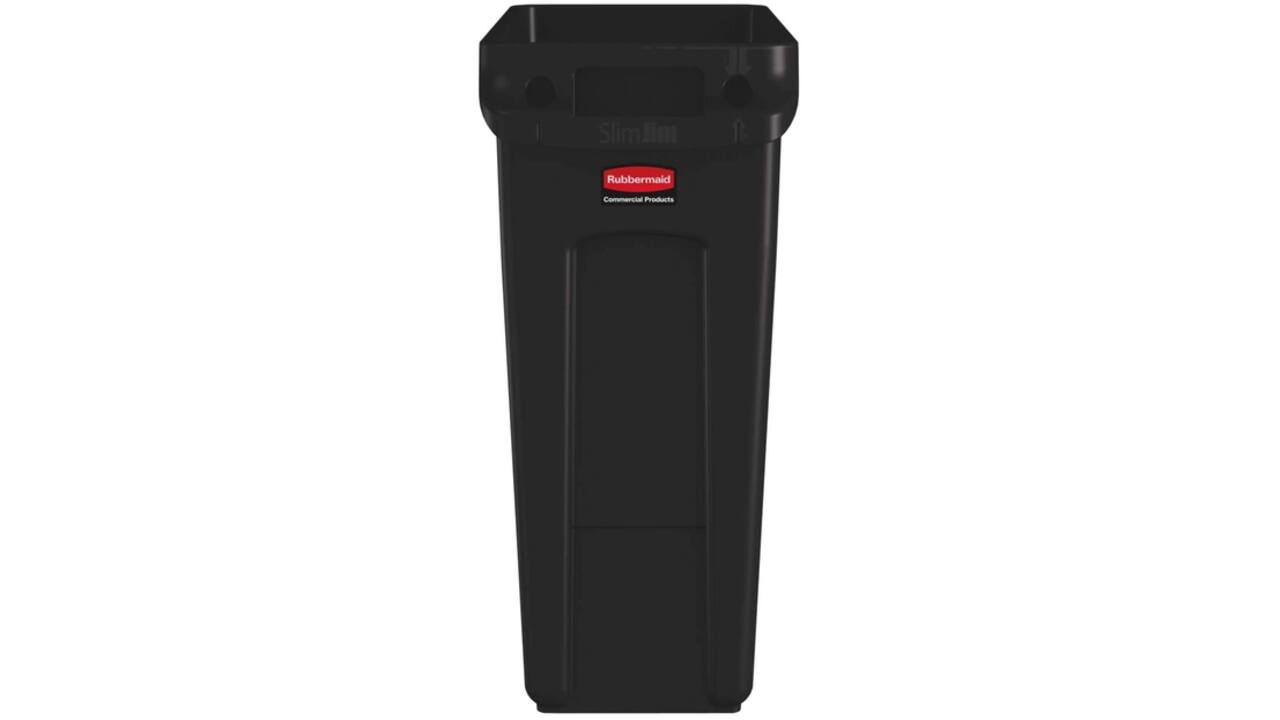 Afvalbak Rubbermaid Slim Jim Vented met luchtsleuven 60liter bruin