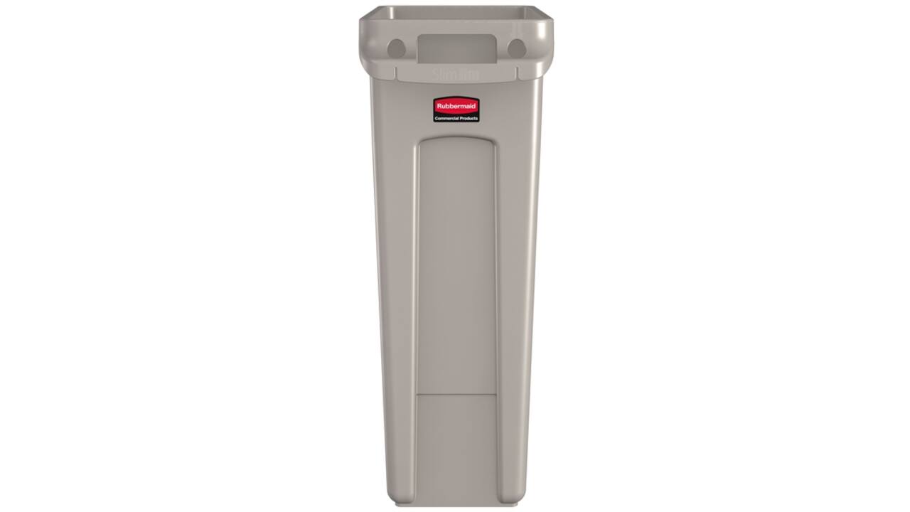 Afvalbak Rubbermaid Slim Jim Vented met luchtsleuven 87liter beige