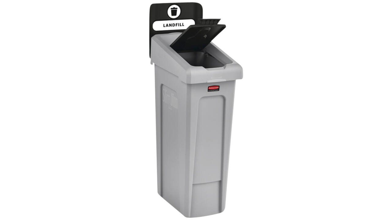 Deksel Rubbermaid Slim Jim Recyclestation gesloten zwart