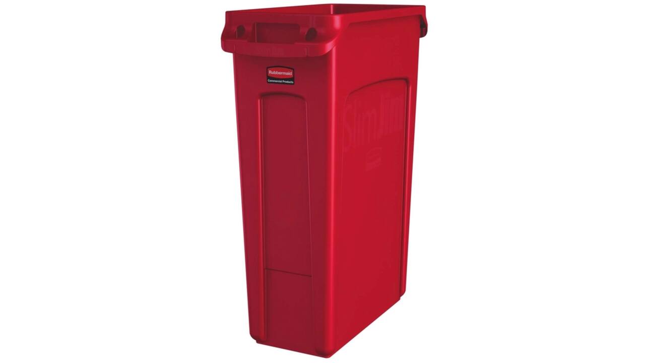Afvalbak Rubbermaid Slim Jim Vented met luchtsleuven 87liter rood
