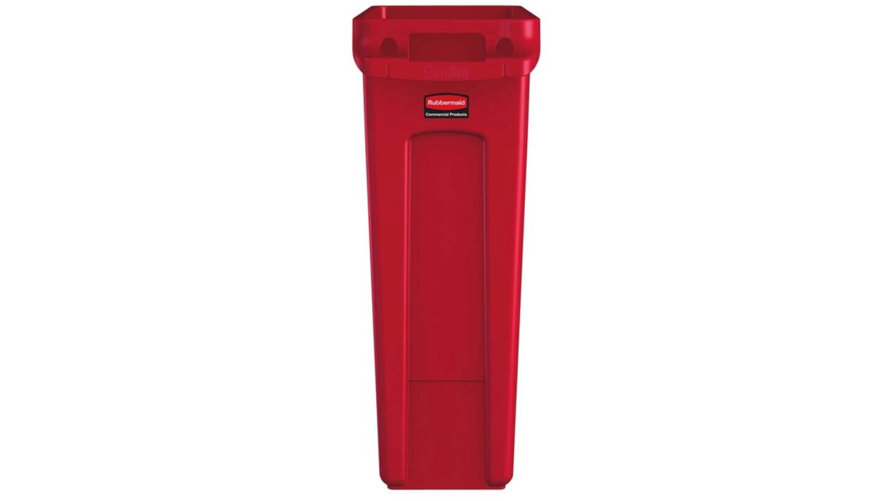 Afvalbak Rubbermaid Slim Jim Vented met luchtsleuven 87liter rood