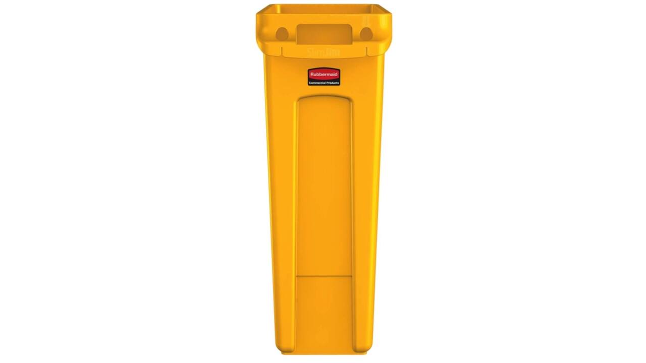 Afvalbak Rubbermaid Slim Jim Vented met luchtsleuven 87liter geel