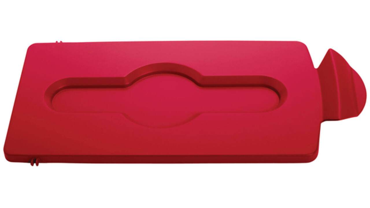 Deksel Rubbermaid Slim Jim Recyclestation gesloten rood