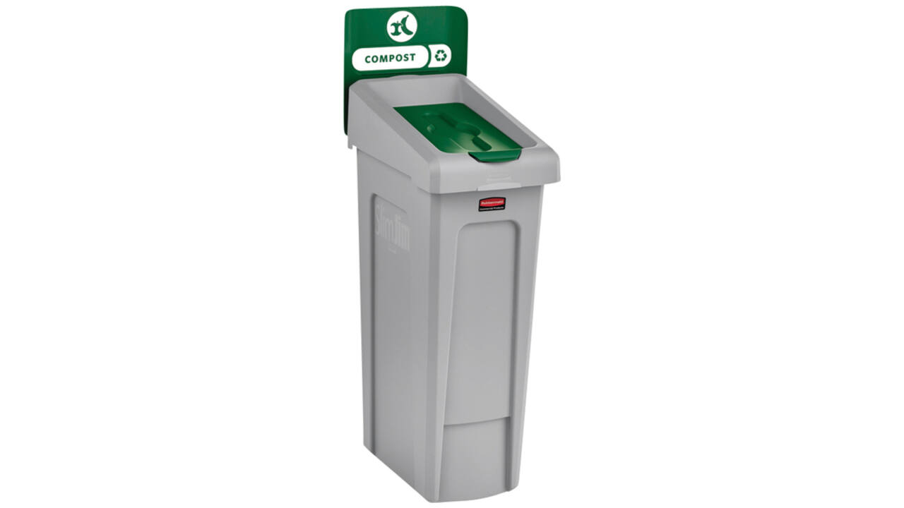 Deksel Rubbermaid Slim Jim Recyclestation gesloten groen