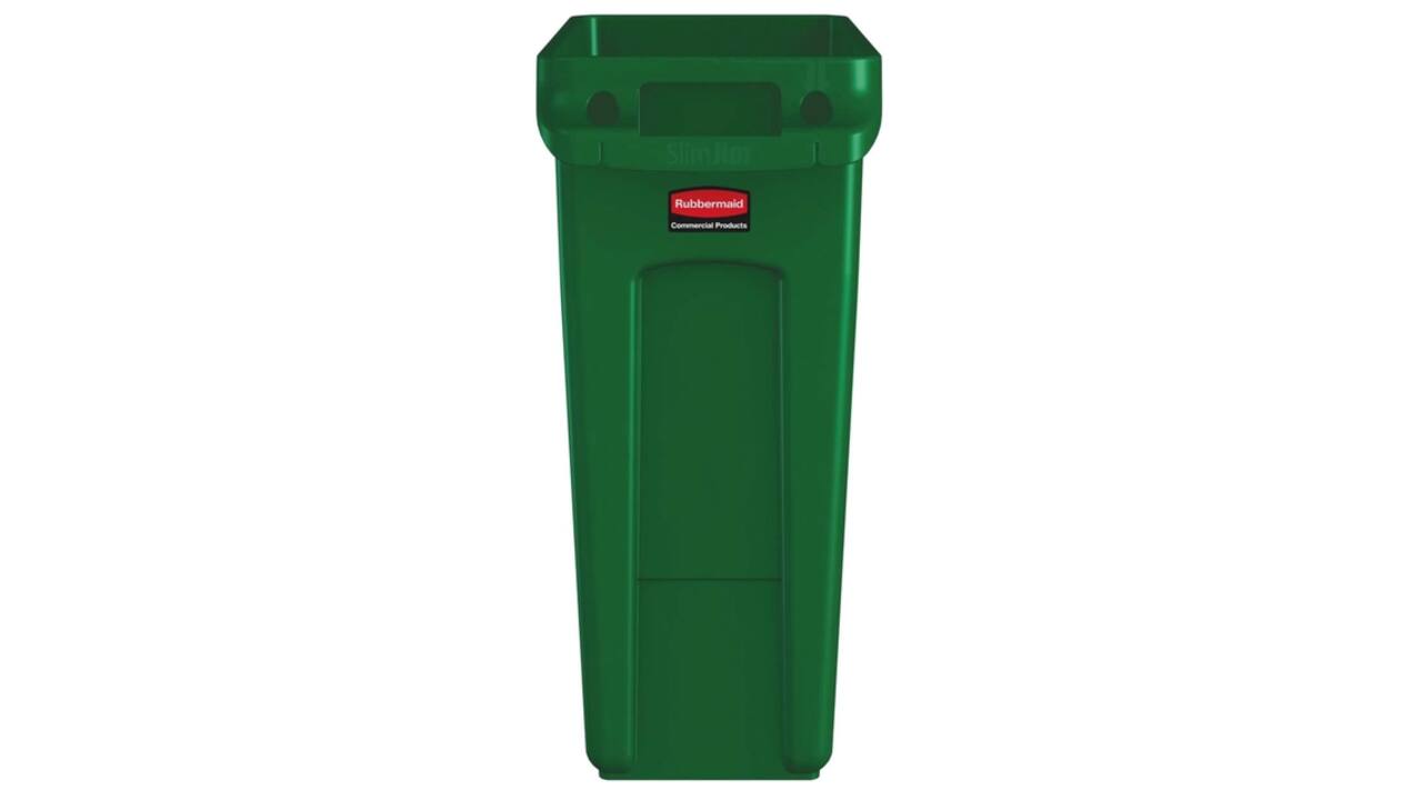 Afvalbak Rubbermaid Slim Jim Vented met luchtsleuven 60L groen