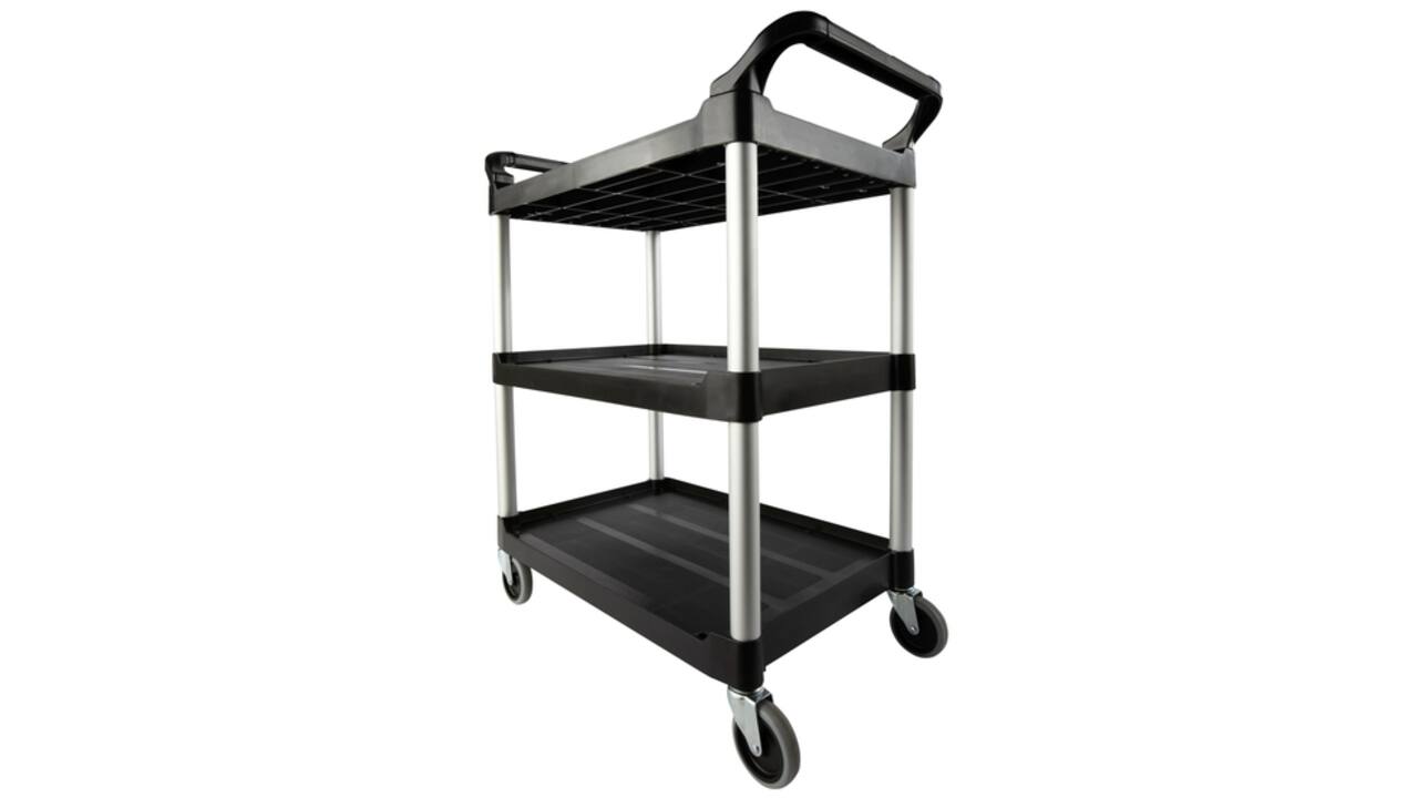 Serveerwagen Rubbermaid met 10cm zwenkwielen zwart