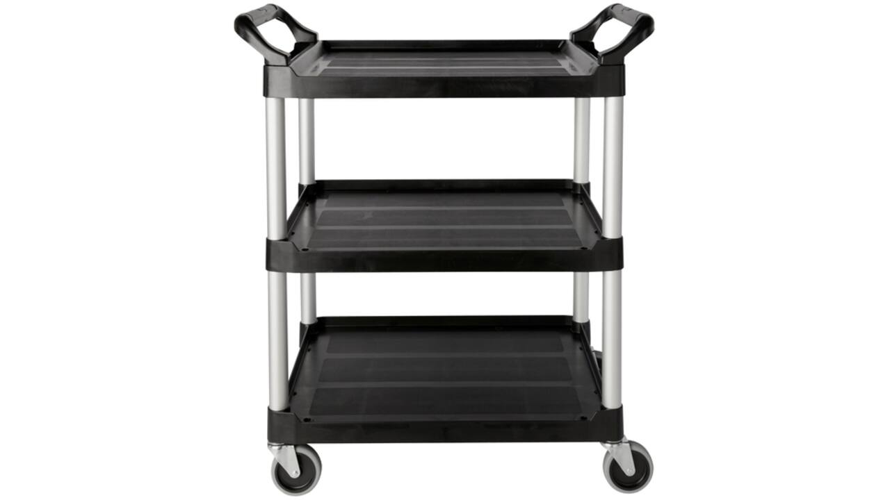 Serveerwagen Rubbermaid met 10cm zwenkwielen zwart