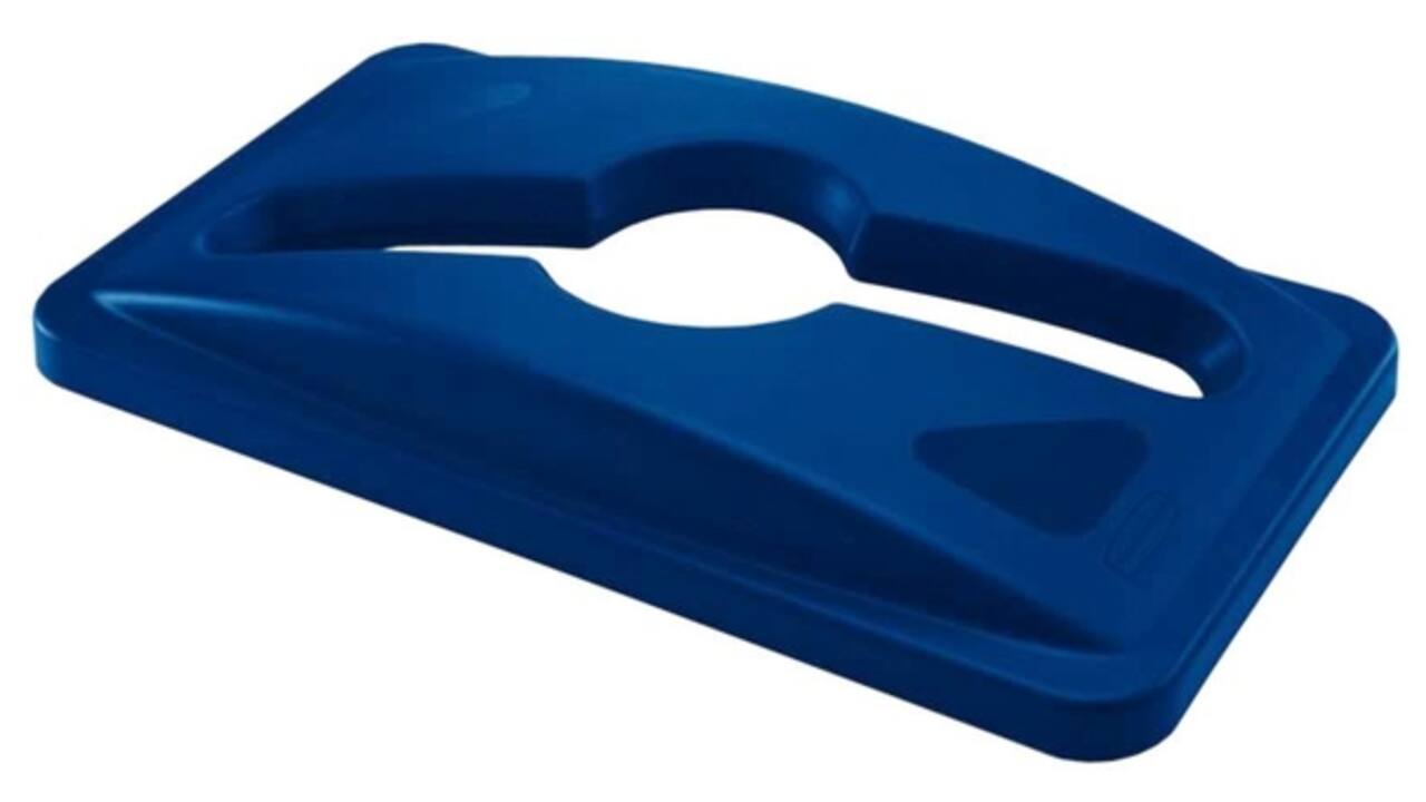 Deksel Rubbermaid Slim Jim Vented inwerpopening voor gemengde recycling blauw