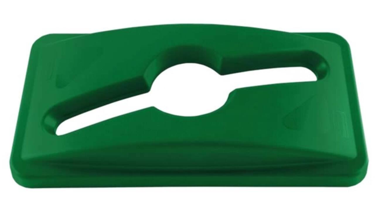 Deksel Rubbermaid Slim Jim Vented inwerpopening voor gemengde recycling groen