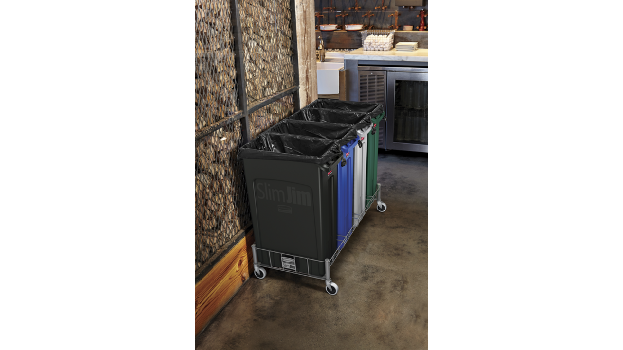 Afvalbak Rubbermaid Slim Jim Vented met luchtsleuven 60liter grijs