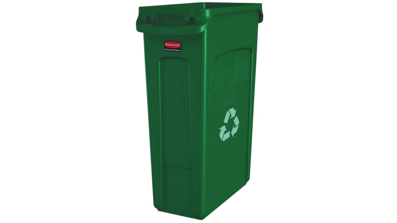 Afvalbak Rubbermaid Slim Jim Vented met luchtsleuven 87liter groen