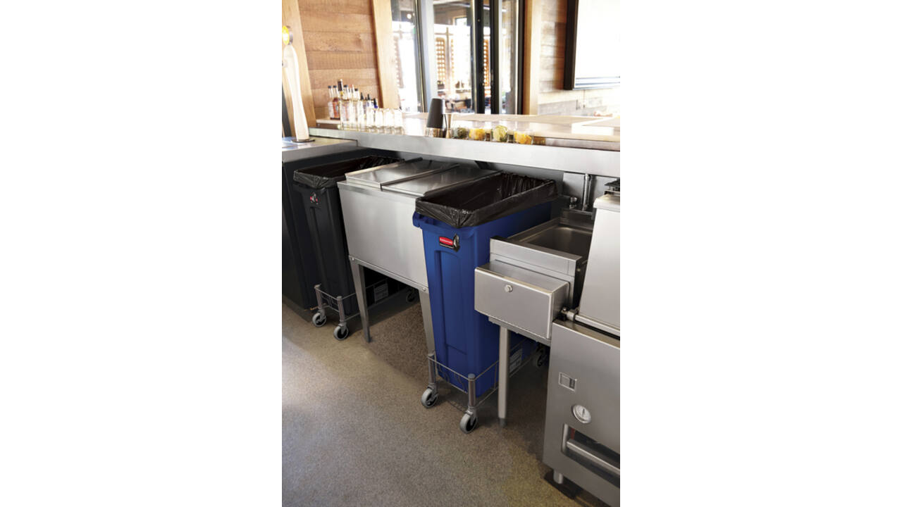 Afvalbak Rubbermaid Slim Jim Vented met luchtsleuven 87liter blauw