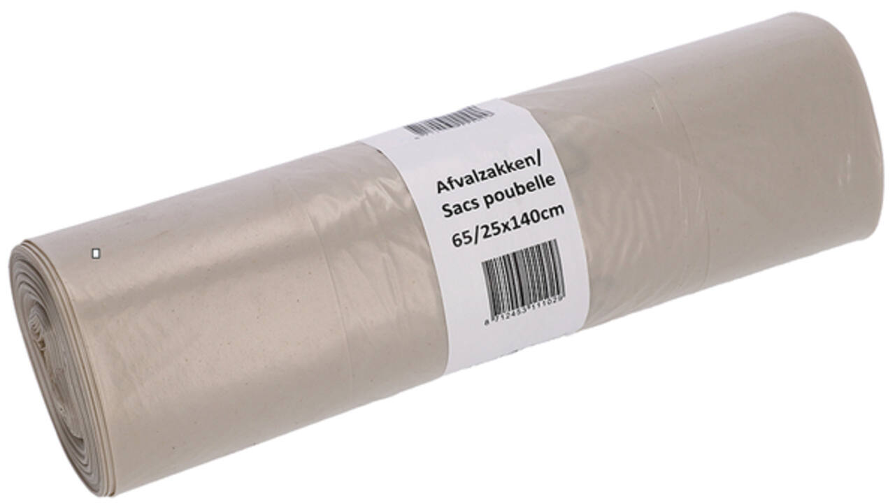 Afvalzak Cleaninq 65/25x140cm LDPE recycled T70 240L transparant