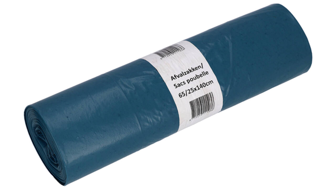 Afvalzak Cleaninq 65/25x140cm LDPE recycled T70 240L blauw