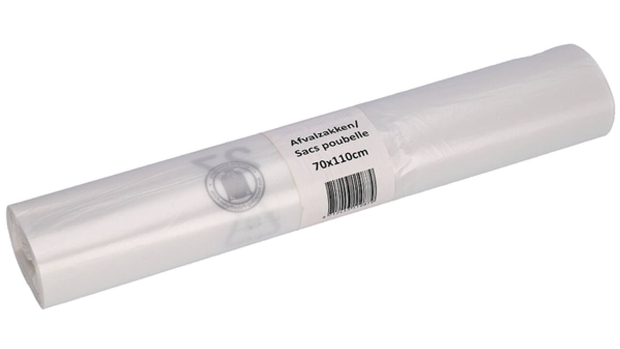 Afvalzak Cleaninq 70x110cm HDPE recycled T25 120L transparant