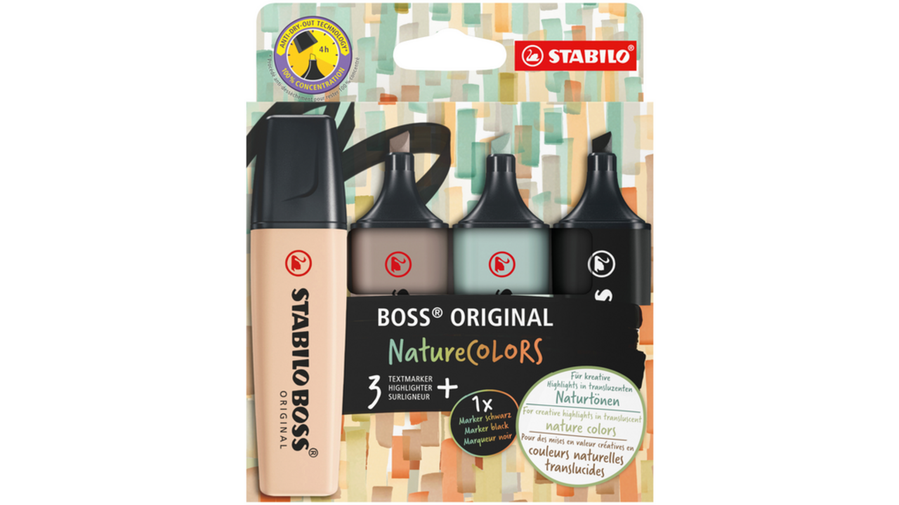 Markeerstift STABILO Boss 70/4 nature colors etui à 4 stuks