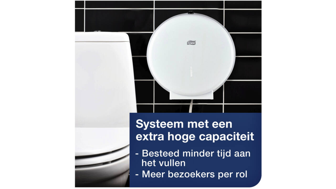 Toiletpapierdispenser Tork Jumbo T1 metaal wit 246040