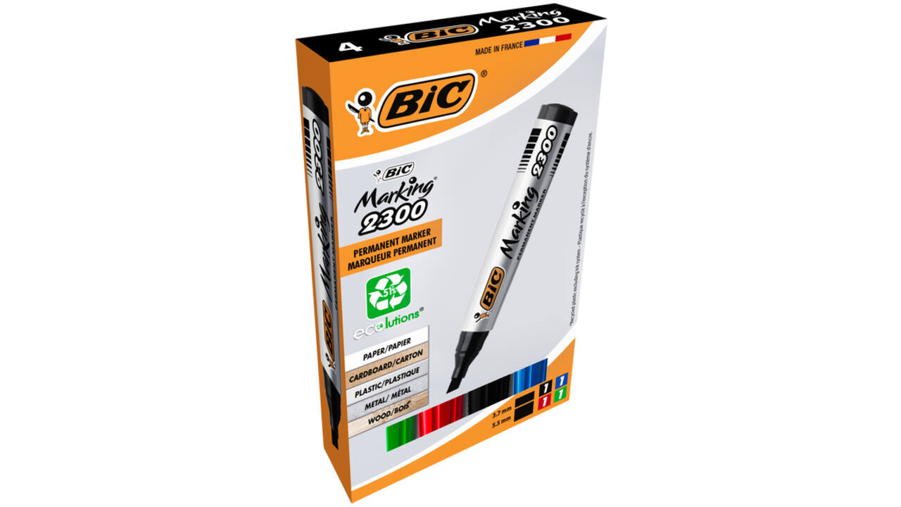 Viltstift Bic 2300 ecolutions schuin medium doos à 4 stuks