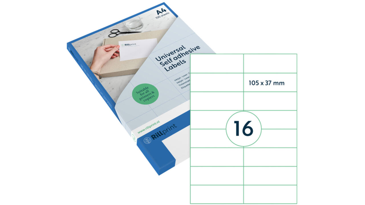 Etiket Rillprint 105x37mm mat transparant 400 etiketten