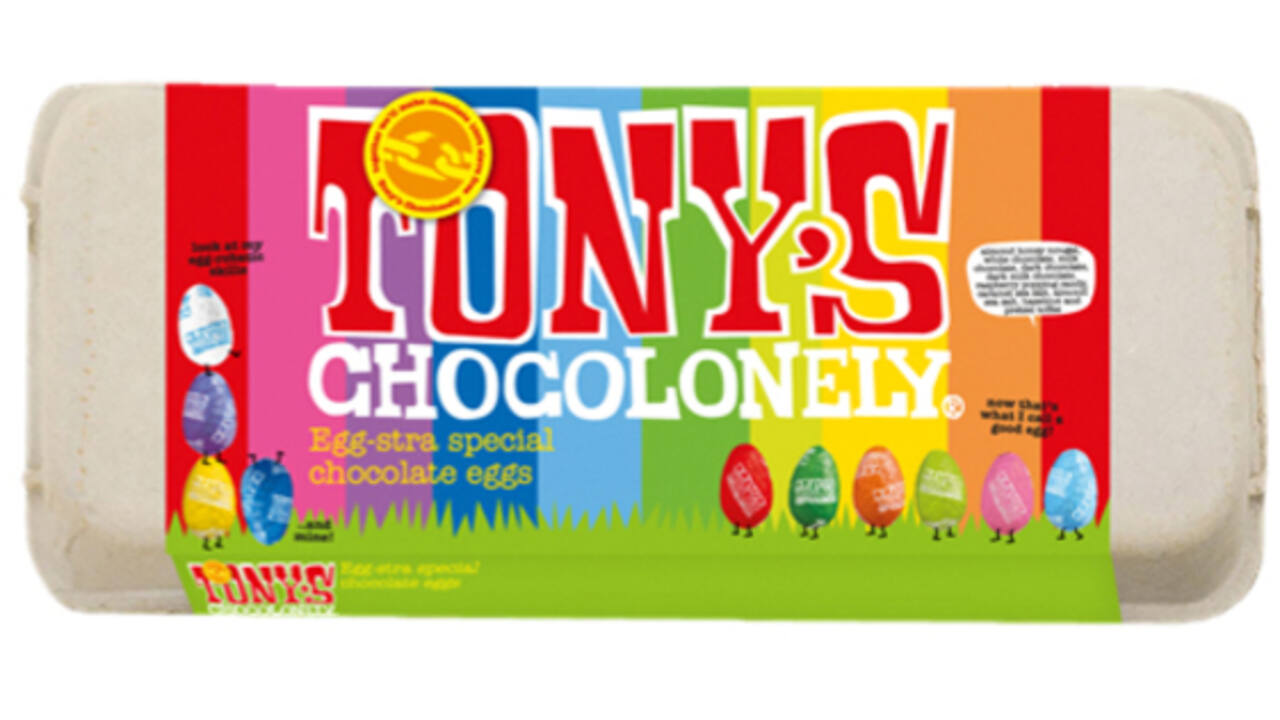 Chocolade Tony's Chocolonely paaseitjes doos mix groot 18 stuks