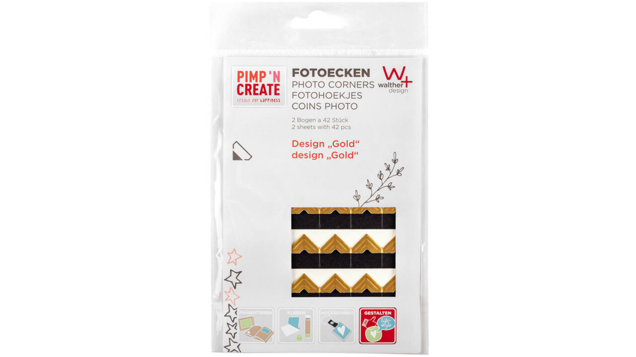 Fotohoeken walther design goud 2 vellen à 42 stuks