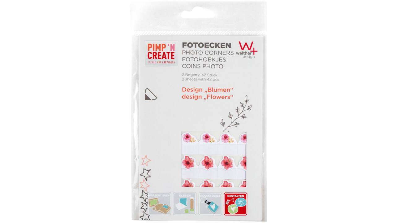 Fotohoeken walther design bloemen 2 vellen à 42 stuks