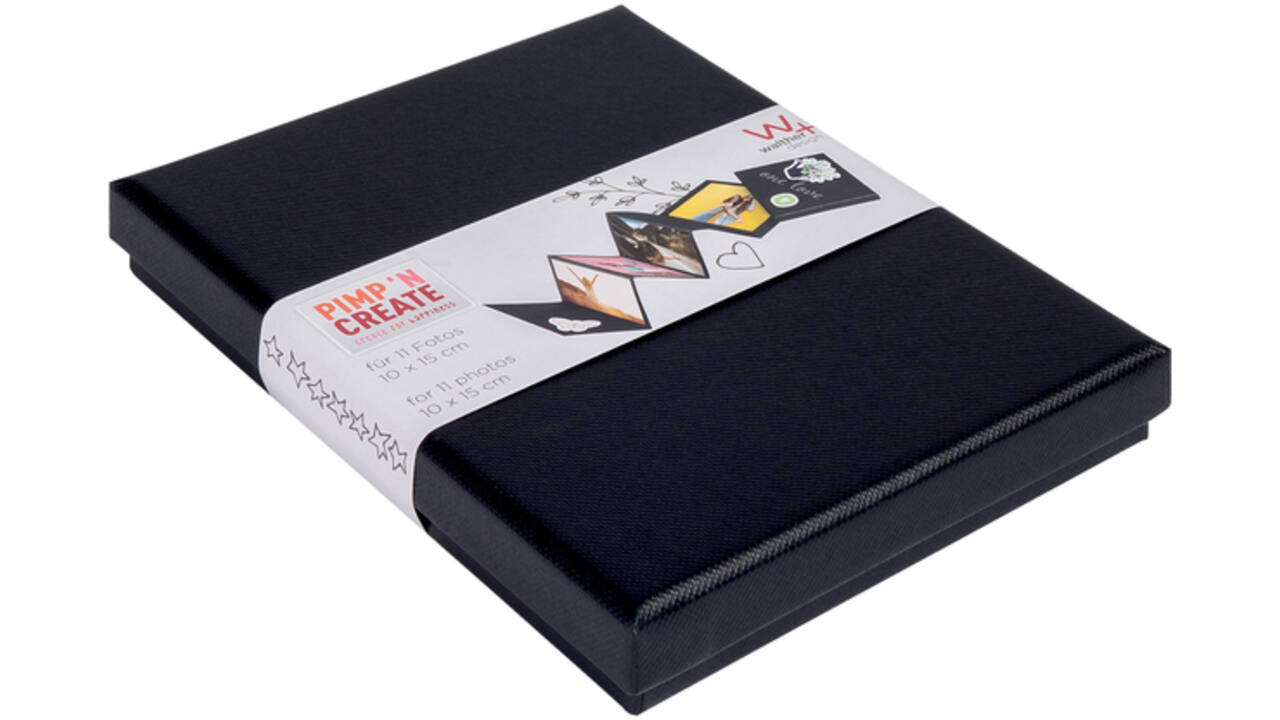 Leporello box walther design 11 foto's formaat 10x15cm zwart