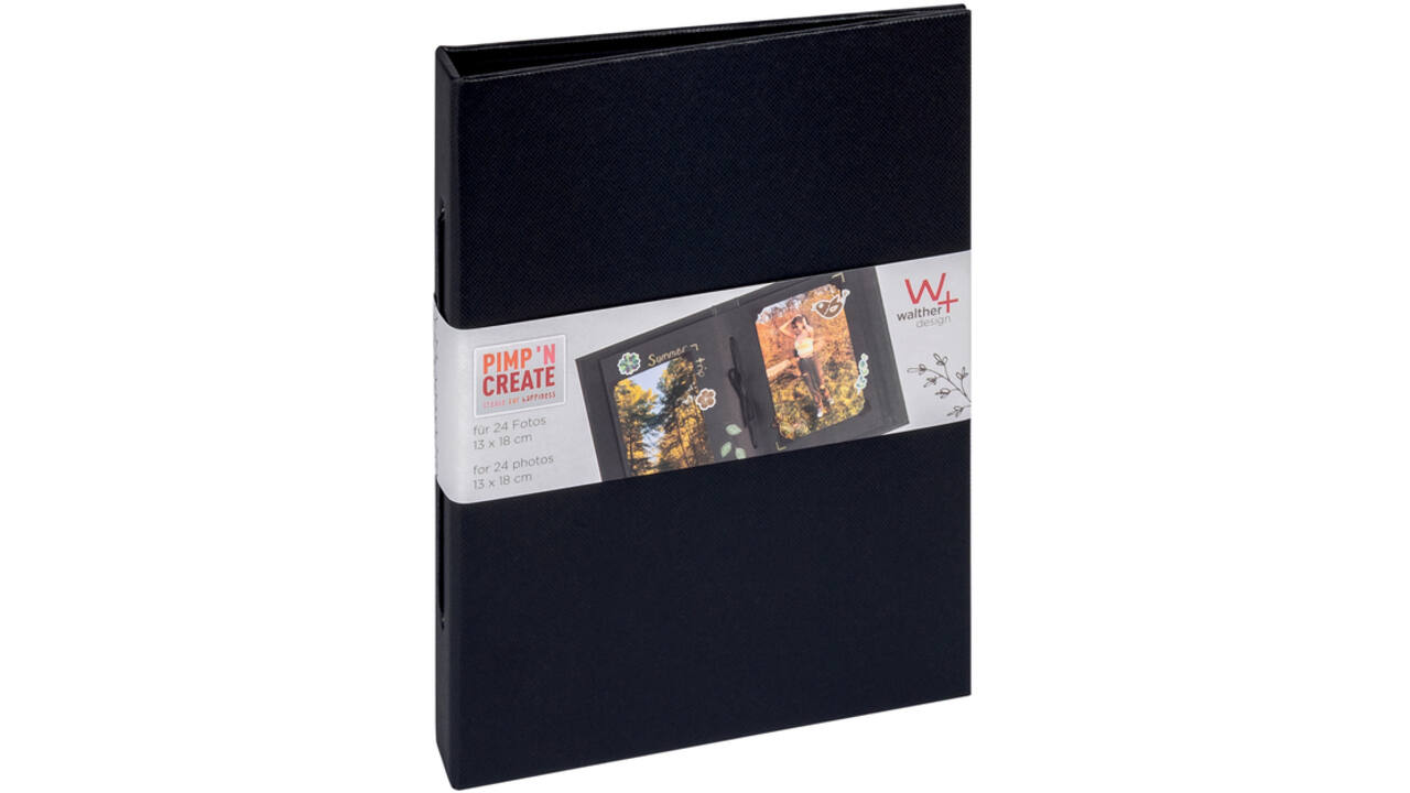 Fotoalbum walther design mini 24 foto's 13x18cm verticaal zwart