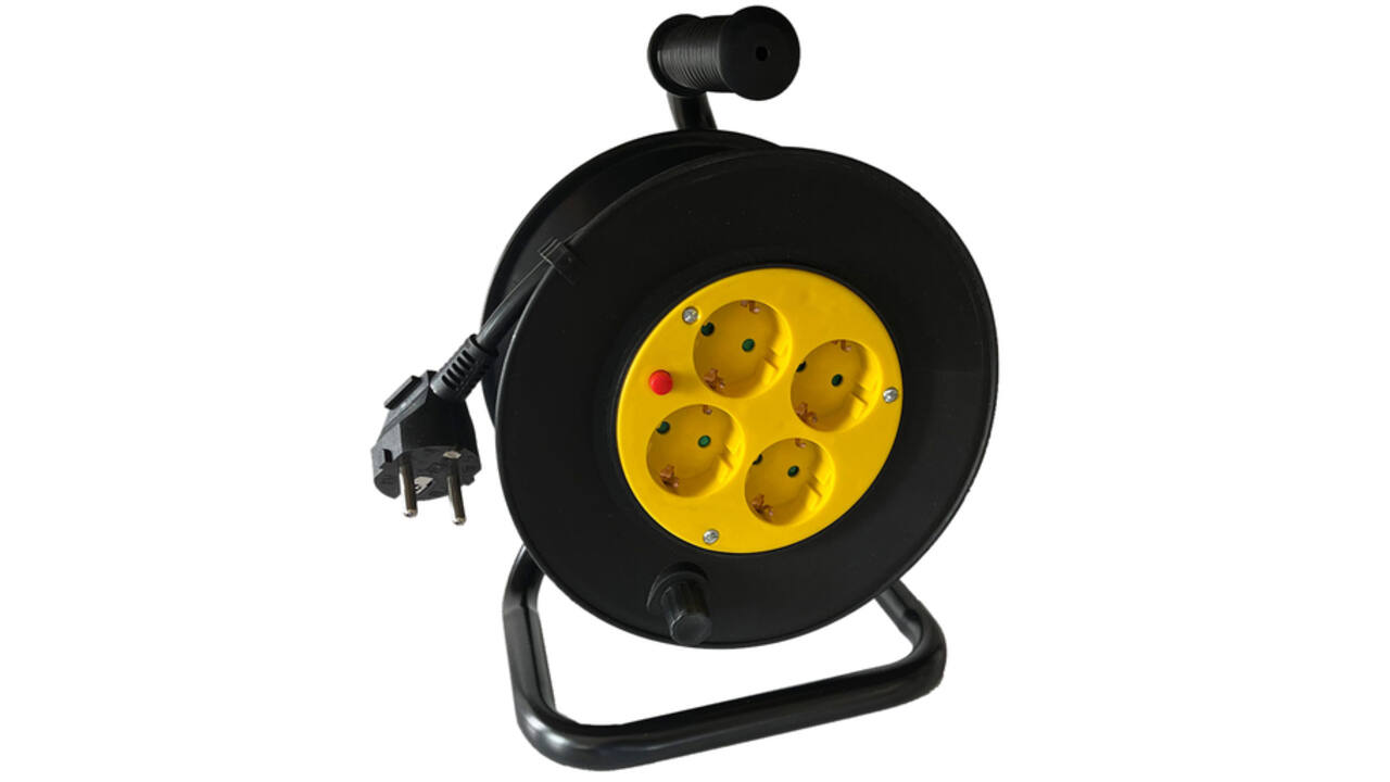 Kabelhaspel BRASQ Pro 4 voudig 10 meter zwart